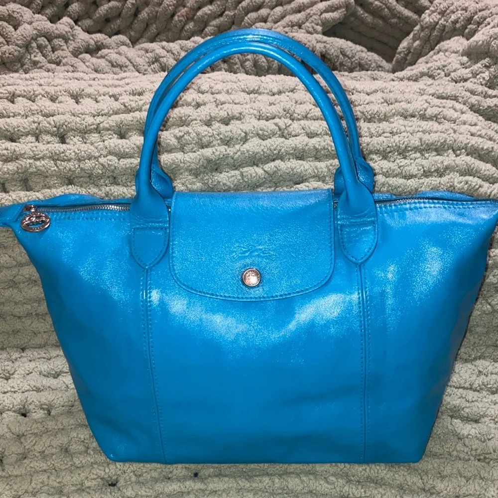 Longchamp Le Pliage Cuir Blue all leather tote bag - Picture 16 of 16